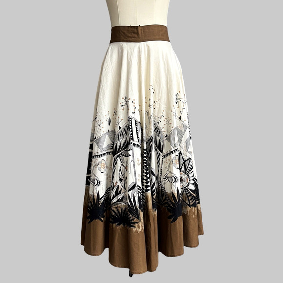 Handmade Full Circle Skirt Geometric African Antelope Women's Size M/L* - READ - Picture 2 of 16